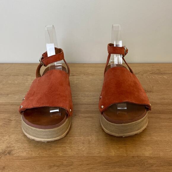 Miz Mooz Stella Platform Rust Brown Suede Leather Sandal Size 37 /US 6.5-7 Boho - Picture 2 of 8